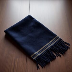Wool Muffler — Navy with Tilla Border