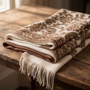 Handmade Kashmiri Pashmina Shawl — Cream Sozni