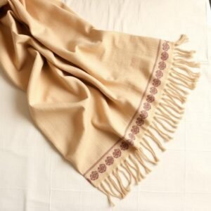 Handwoven Wool Stole — Natural Beige (Unisex)