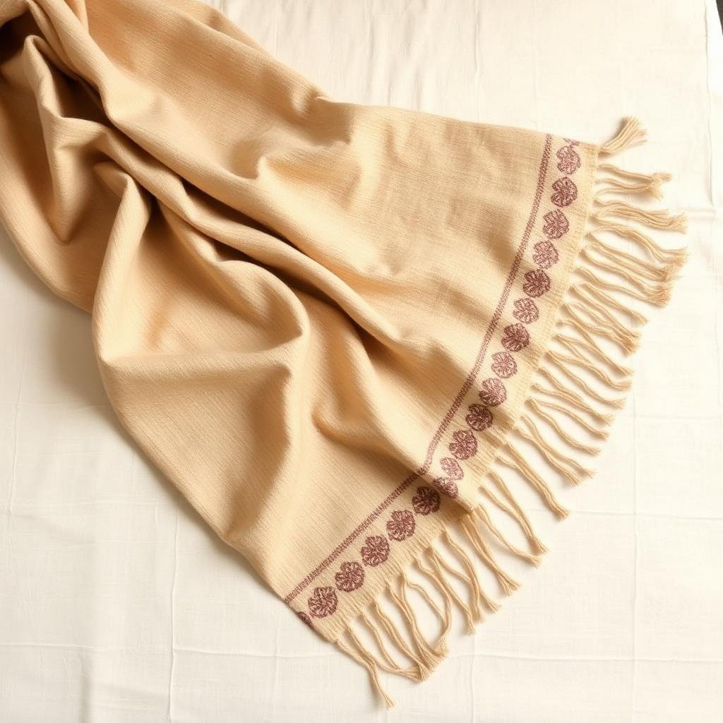 Handwoven Wool Stole — Natural Beige (Unisex)